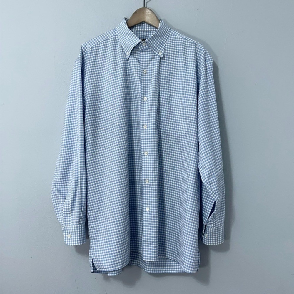 Solmare Maus Hoffman Check Sport Shirt Men XL Blue Long Sleeve Button Down